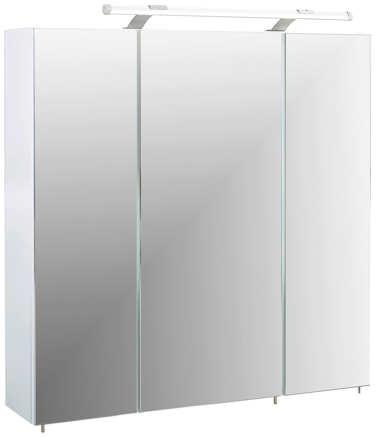 Spiegelschrank Dorina 700 mit LED Weiß - Silberfarben, MODERN, Glas/Holzwerkstoff (70/75,7/16cm) - MID.YOU