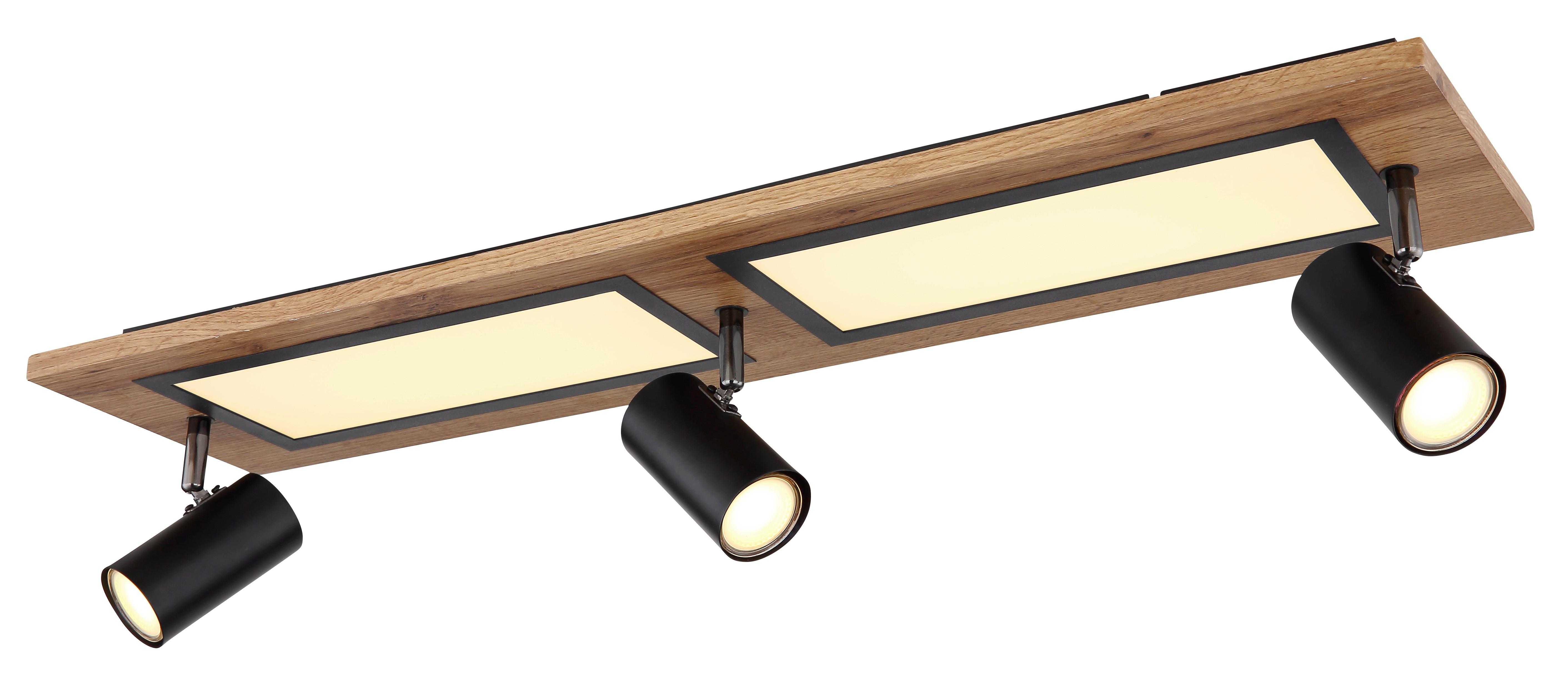 LED-Deckenleuchte Ulla in Natur/Schwarz max. 24 Watt - Opal/Schwarz, Design, Holzwerkstoff/Kunststoff (80/20/18cm) - Globo