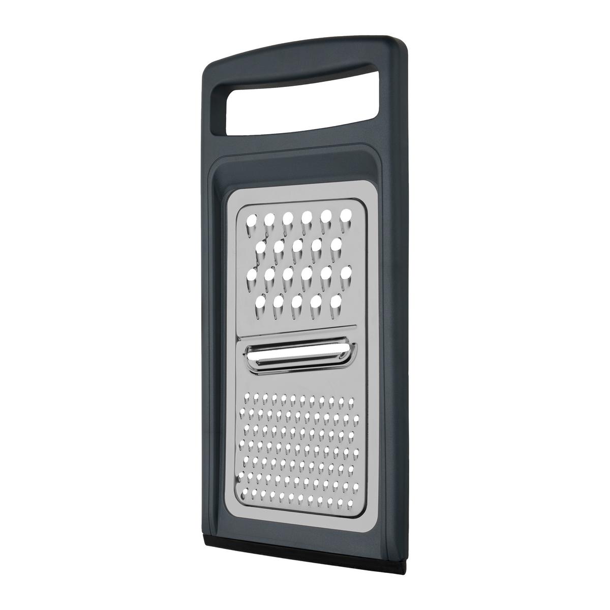 Reibe Kiki Edelstahlfarben/Dunkelgrau - Edelstahlfarben/Dunkelgrau, KONVENTIONELL, Kunststoff/Metall (28,2/12,8/1,5cm) - Mömax