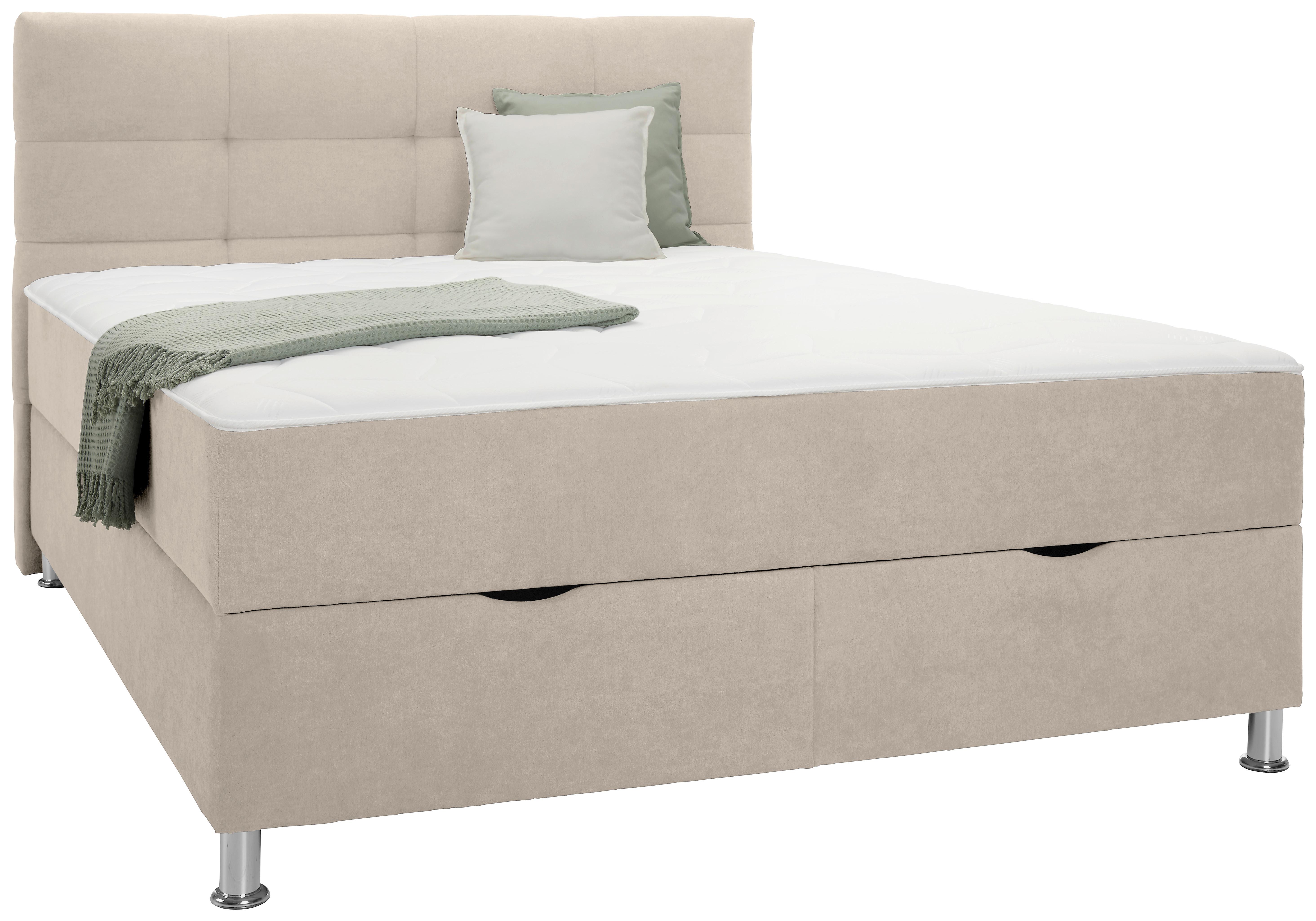 Boxbett Oviedo Beige ca. 160x200cm - Beige, KONVENTIONELL, Textil/Metall (160/200cm) - Based