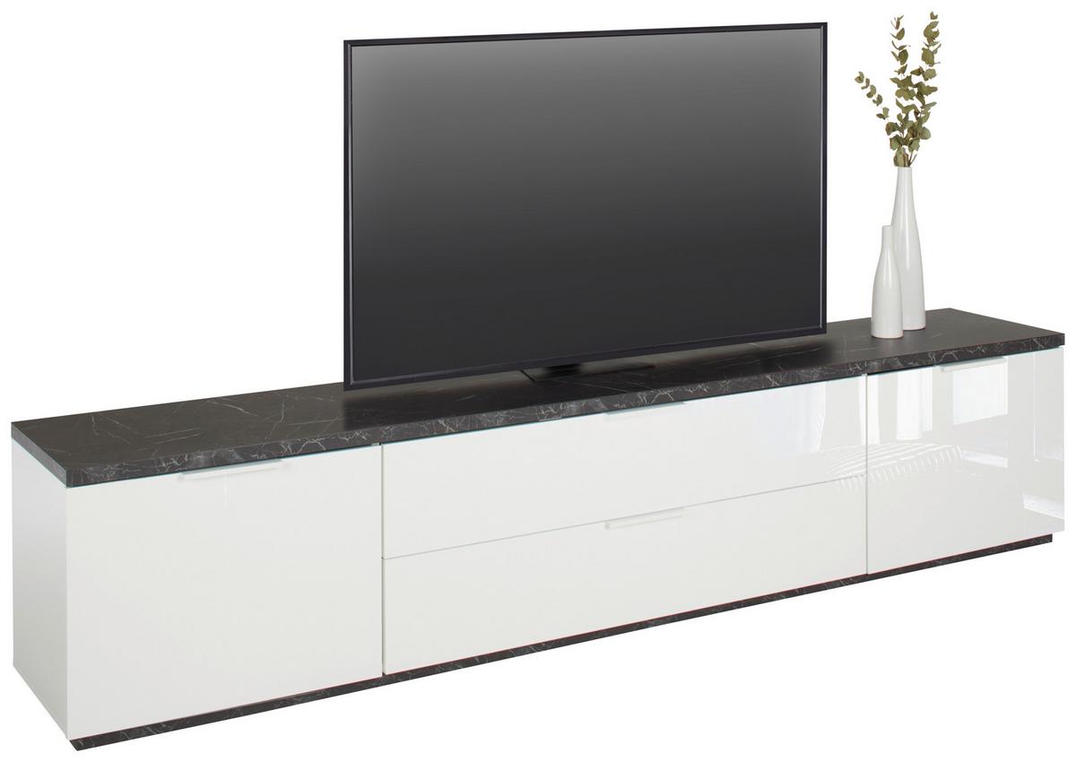 Nizka Omarica Mundi, Visoki Sijaj, Videz Marmorja - bela/visoki sijaj, Moderno, kovina/leseni material (240/51/45cm) - Modern Living