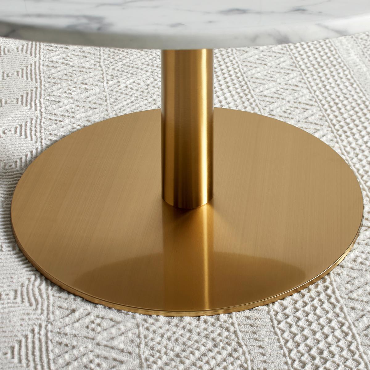 Couchtisch Bursa Weiß/Goldfarben - Goldfarben/Weiß, MODERN, Stein/Metall (80/80/45cm) - Mömax