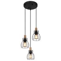 Hängeleuchte 15326-3h1 - Dunkelbraun/Schwarz, Konventionell, Holz/Metall (35.5/35,5/120cm) - Globo