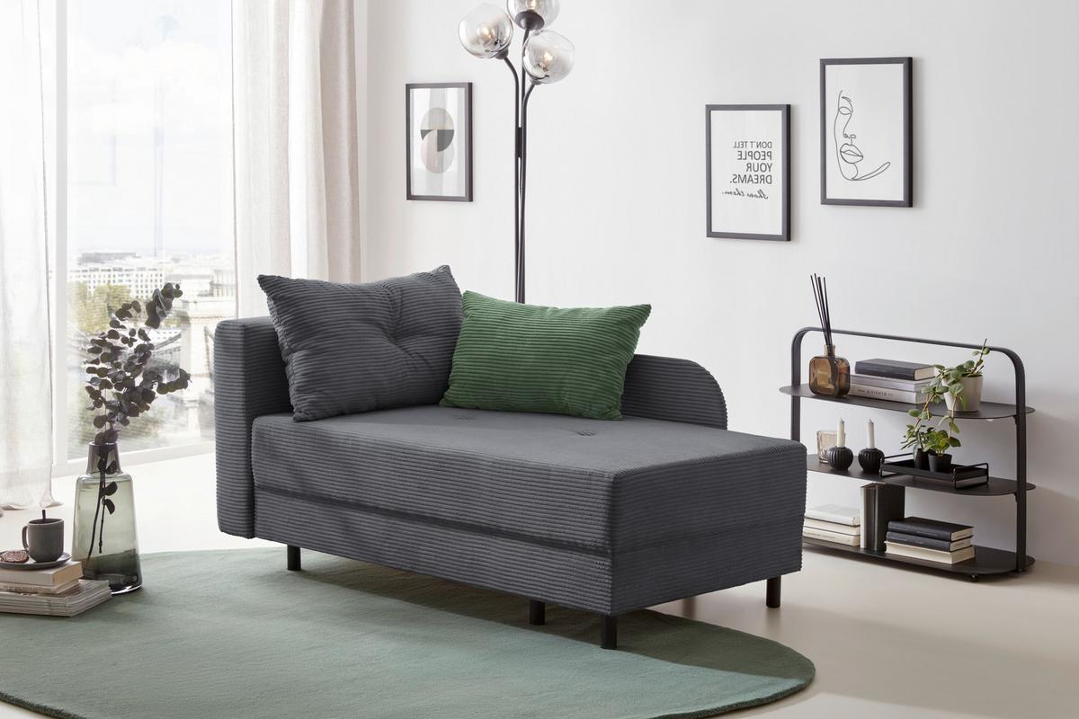 Liege Nova Dunkelgrau - Dunkelgrau/Schwarz, MODERN, Holz/Textil (85/62/145cm) - Mömax