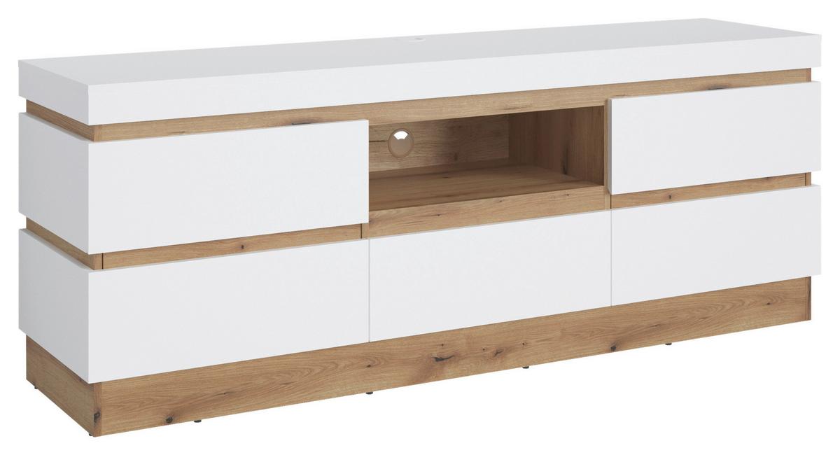 Tv Komoda Calabria - bijela/boje hrasta, Trend, drvni materijal/plastika (180,2/68/45cm) - Modern Living