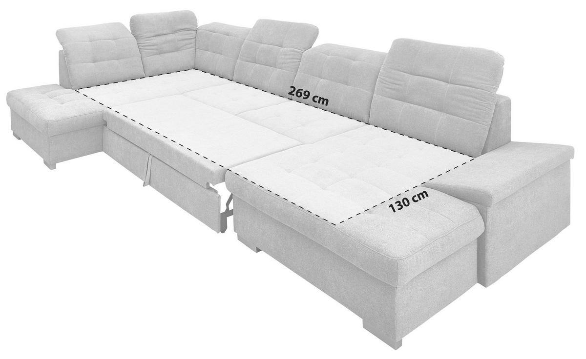 Wohnlandschaft Zira Anthrazit Nylon/Mikrofaser - Chromfarben/Anthrazit, Design, Kunststoff/Textil (212/330/169cm) - Livetastic