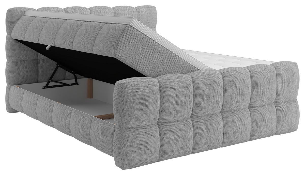 Boxspring Krevet Brisbane - svijetlo siva/crna, Trend, drvni materijal/drvo (180/200cm) - Premium Living
