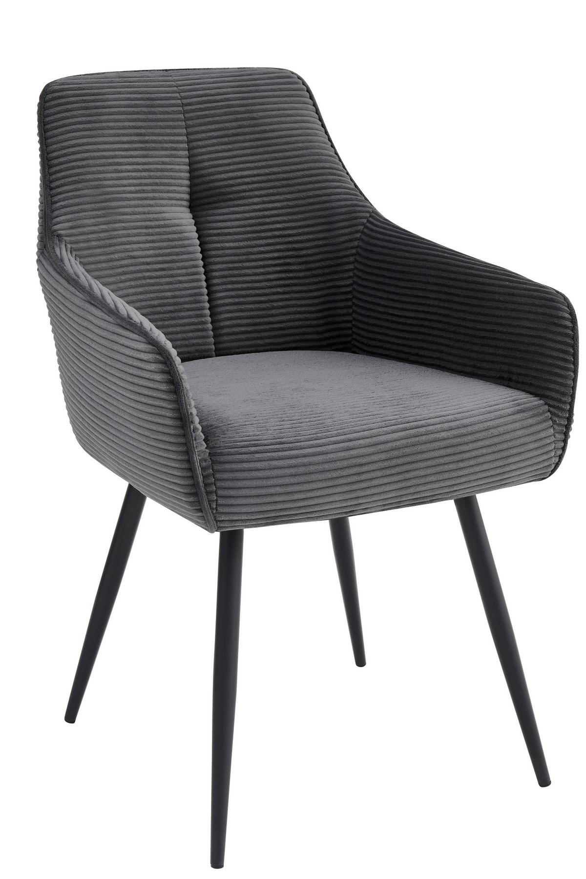 ARMLEHNSTUHL-SET VERONA II S 2ER-SET - Anthrazit/Schwarz, MODERN, Textil/Metall (55/85/61cm) - P & B