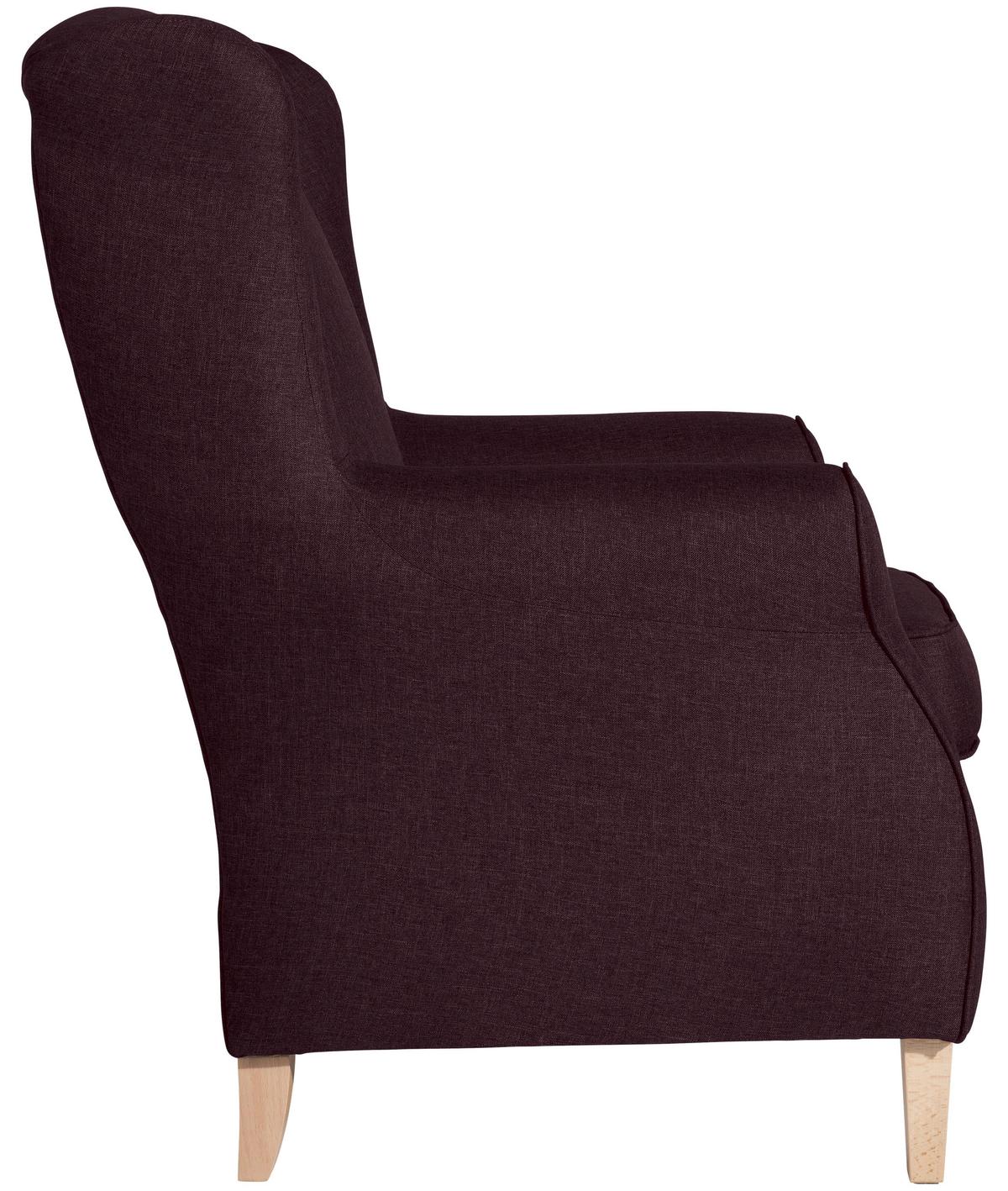 Ohrensessel Lorris Dunkelrot Flachgewebe - Buchefarben/Dunkelrot, Design, Holz/Textil (77/103/86cm) - Max Winzer