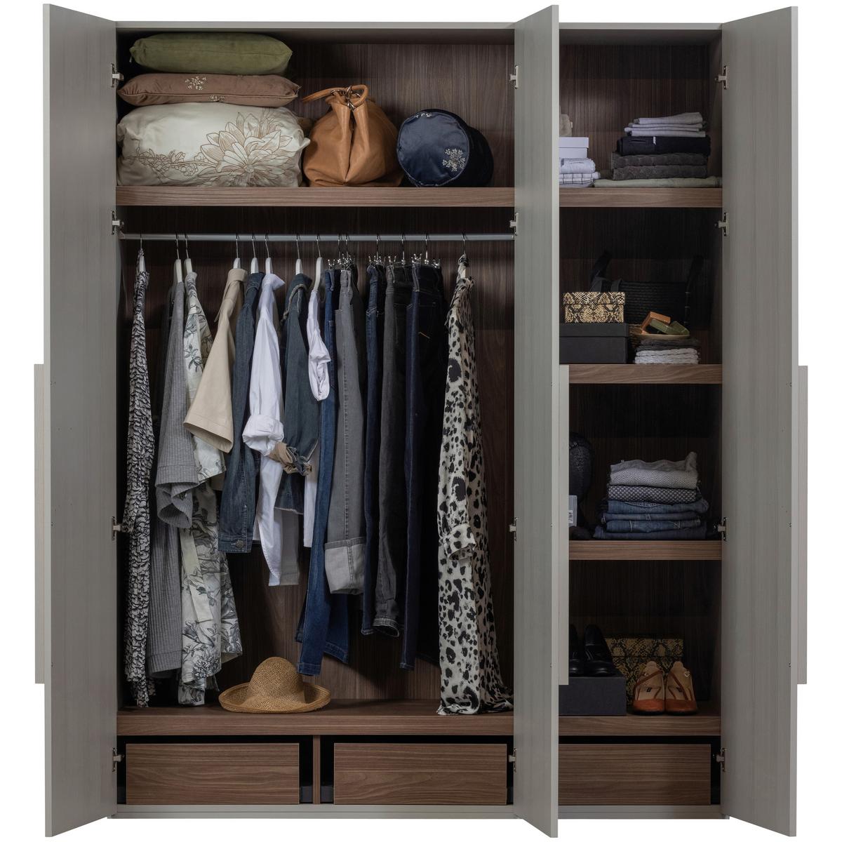 DREHTÜRENSCHRANK Rens, Grau B: 165 cm - Walnussfarben/Grau, Design, Holz (165/210/58cm) - Livetastic