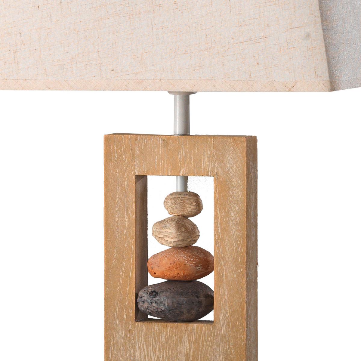 Tischleuchte Miriel Beige max. 22 Watt - Beige, Natur, Holz/Textil (30/13/46cm)