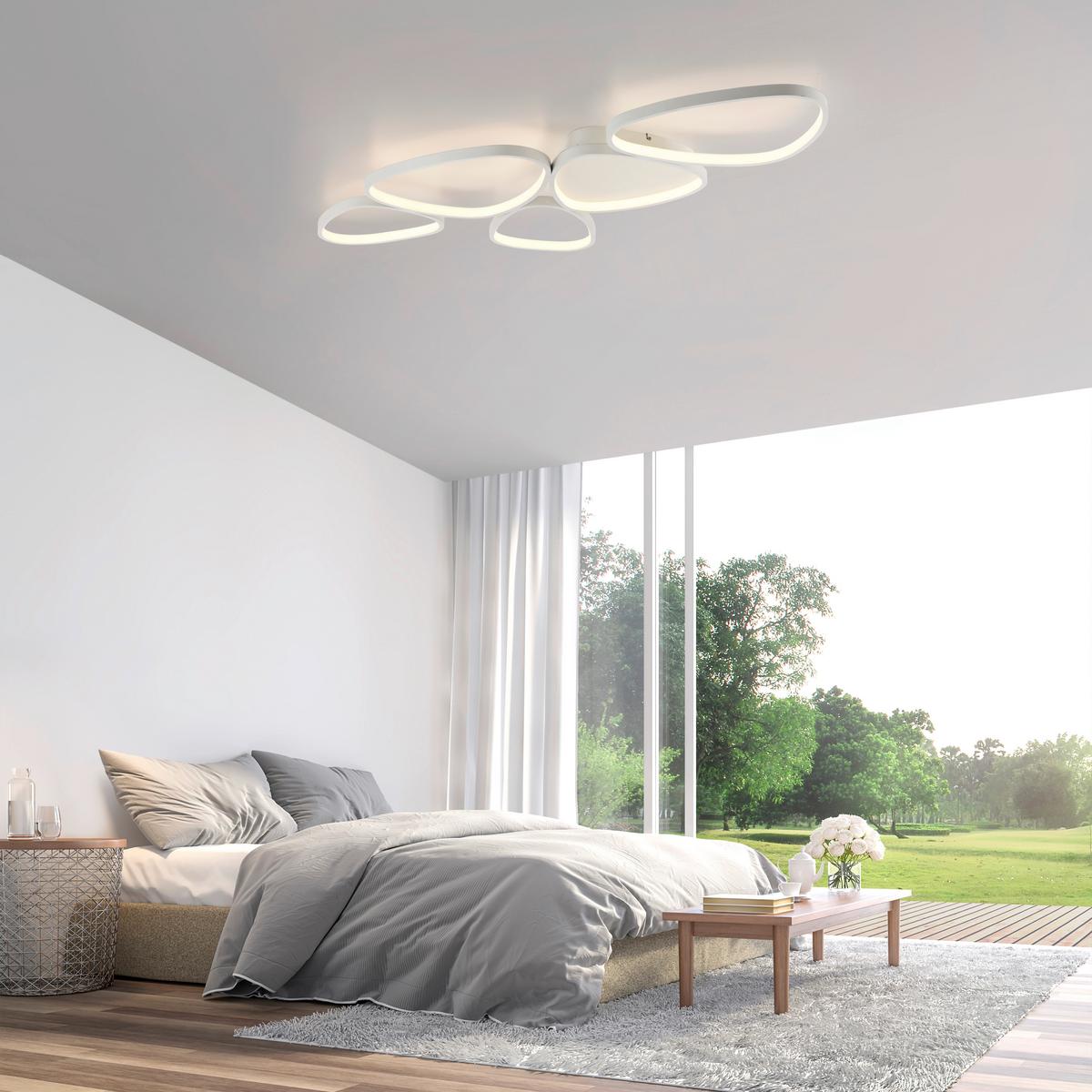 LAMPA SUFITOWA LED 14045-16 PEBBLES - biały, Design, tworzywo sztuczne/metal (116,5/56,5/6,5cm)