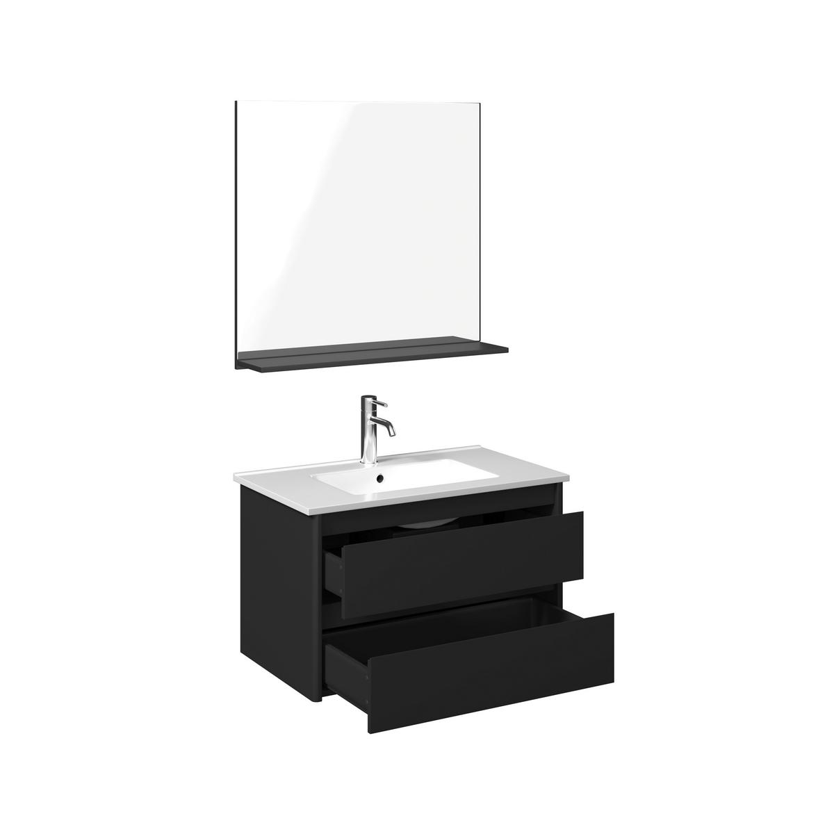 Badezimmer Lucy Schwarz 3- teilig - Schwarz/Weiß, MODERN, Glas/Keramik - Bessagi Home