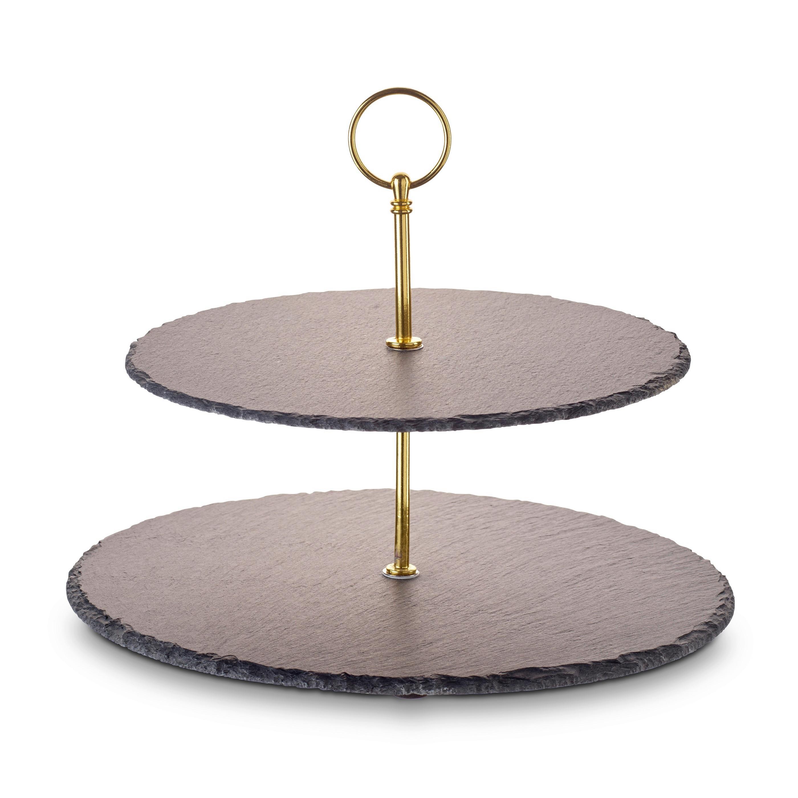 Suport brioșe 2 etaje - auriu, Basics, metal/piatră (30/25/40cm) - Echtwerk