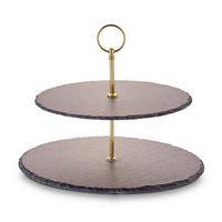 Suport brioșe 2 etaje - auriu, Basics, metal/piatră (30/25/40cm) - Echtwerk