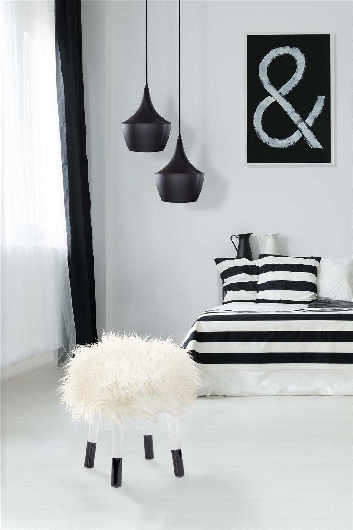 Hocker Laika 100 - Weiss/Transparent, Design, Kunststoff/Textil (41/46/41cm) - Kayoom