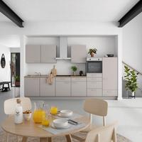 Küchenblock Touch Low m. Geräten Grau - Eiche dunkel/Edelstahlfarben, MODERN, Holzwerkstoff/Metall (360cm) - Nobilia