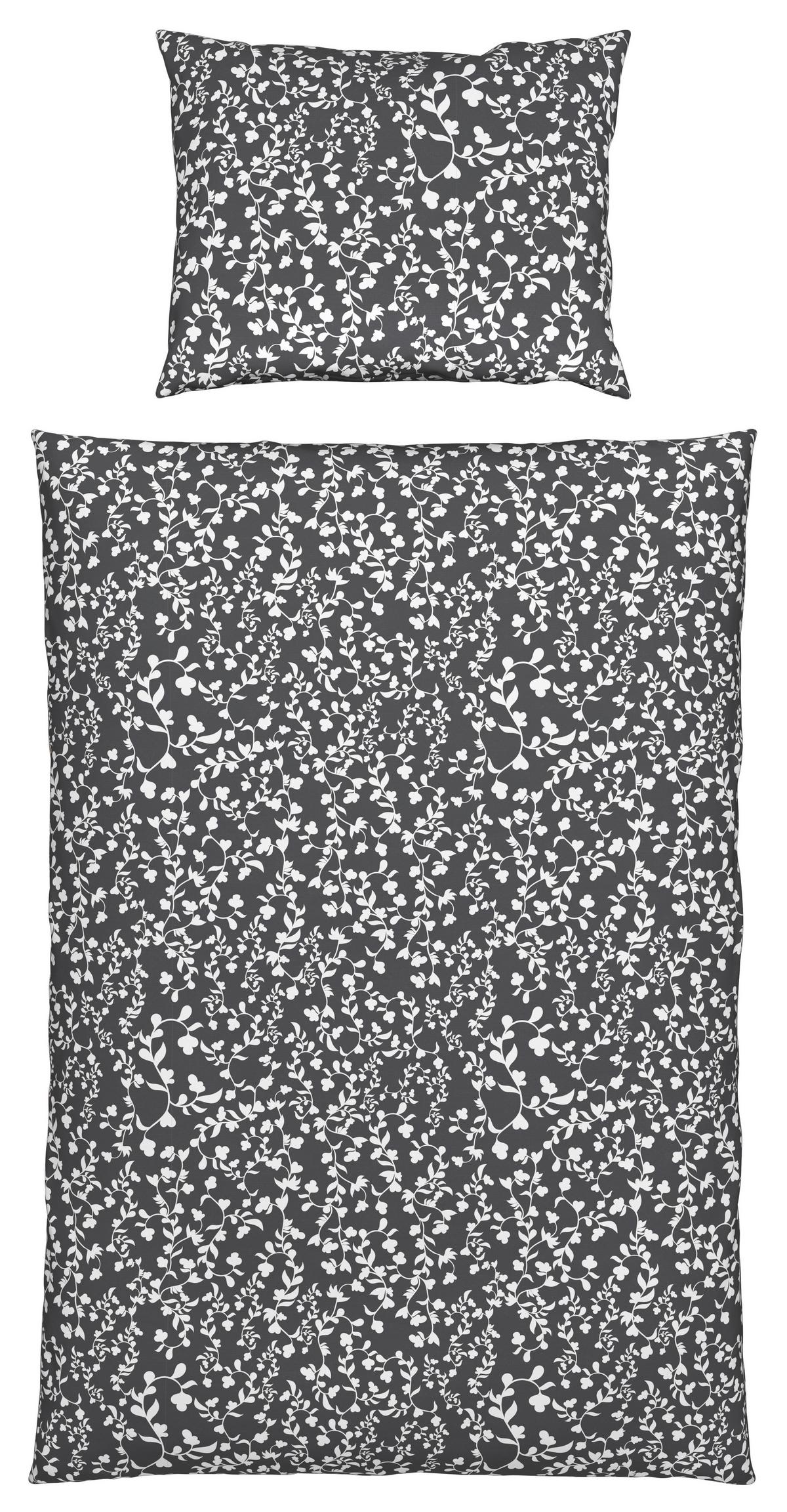 Bettwäsche Bio-Anna Design Weiß/Graphit ca. 140x200cm - Graphitfarben/Weiß, Natur, Textil (140/200cm) - ecoTree