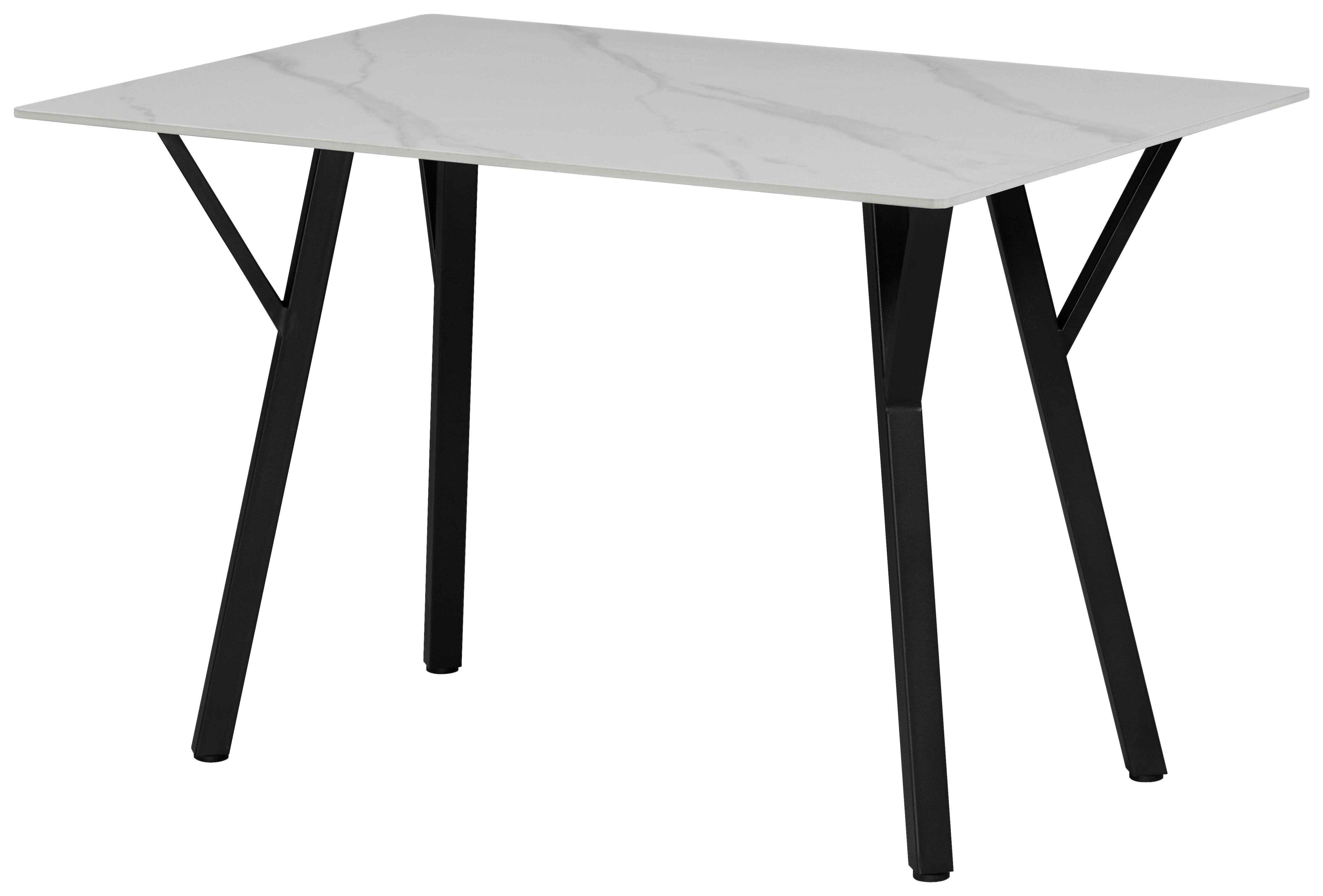 Jedilna Miza Timo, Keramika, 120x80 - črna/bela, Moderno, kovina/keramika (120/78/80cm)