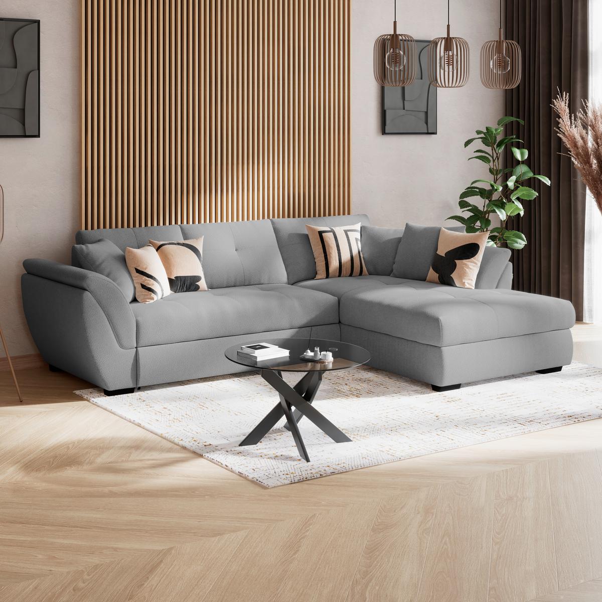 Kutna Garnitura Berisso - tamno siva/crna, Konvencionalno, tekstil (278/187cm) - Ondega
