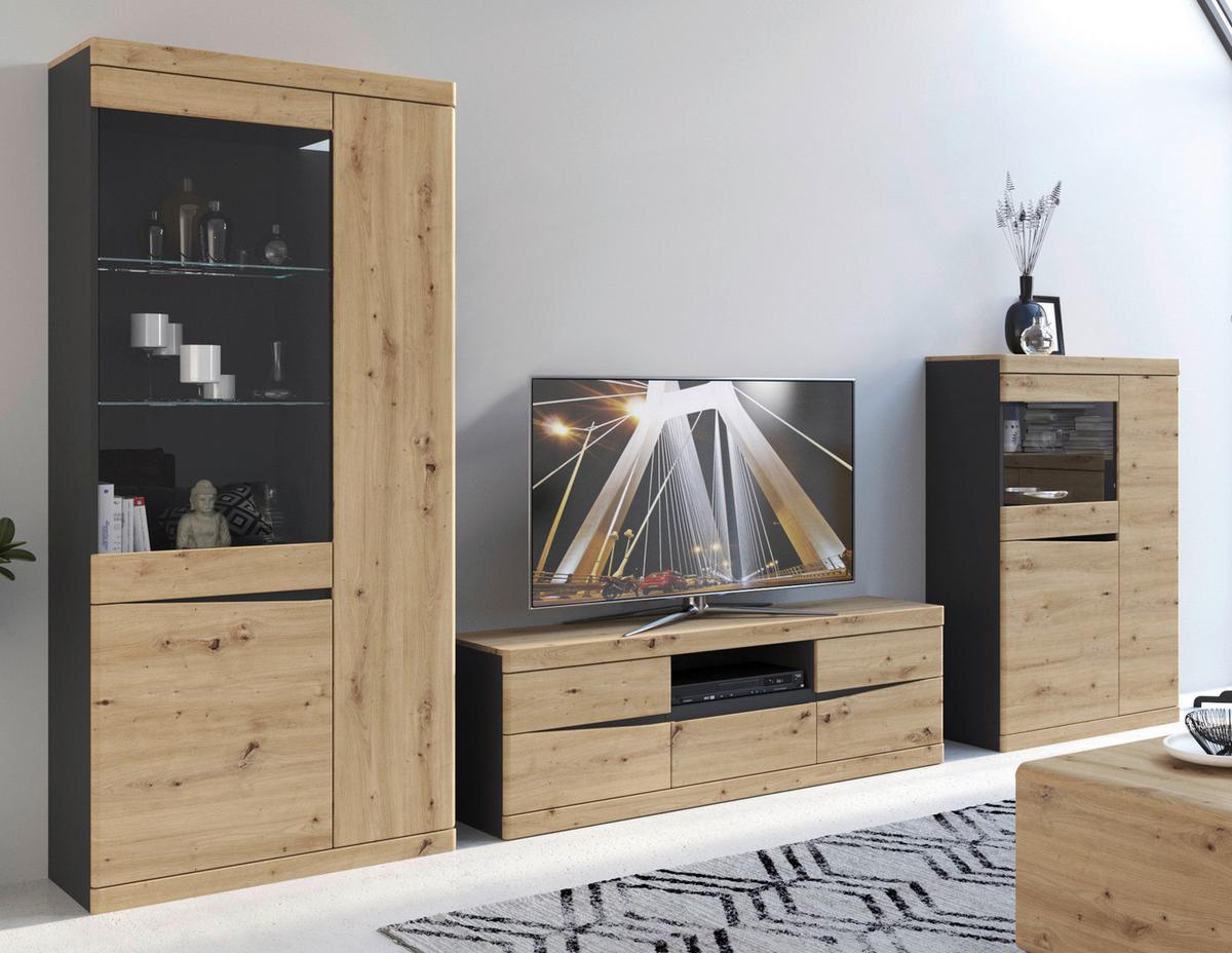 Tv Omarica Turino, Barva Hrasta, Antracit - antracit/hrast artisan, Trend, umetna masa/leseni material (200/60/39,9cm)