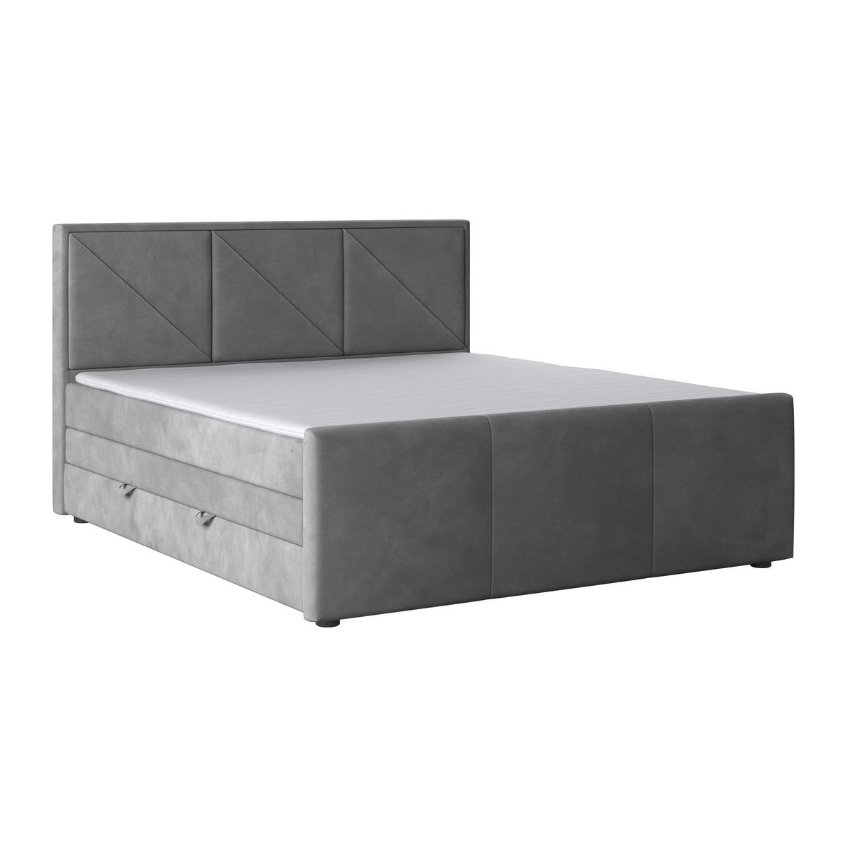 Boxspringbett Bologna ca. 180x200 cm Hellgrau - Hellgrau/Schwarz, MODERN, Holzwerkstoff/Kunststoff (180/200cm) - MID.YOU