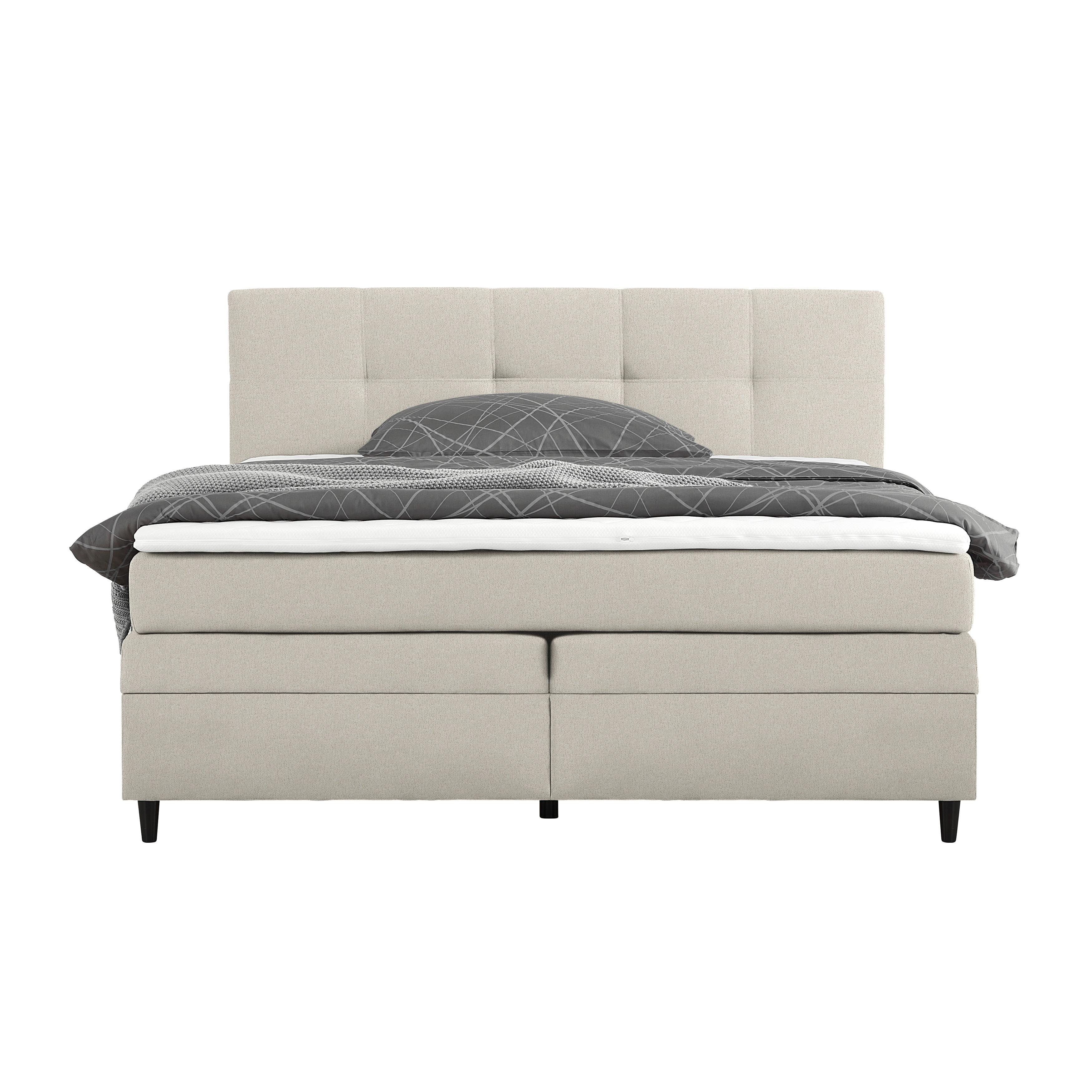 Boxspringbett Miami in Taupe ca. 180x200cm - Taupe/Schwarz, KONVENTIONELL, Holz/Holzwerkstoff (180/200cm) - Mömax