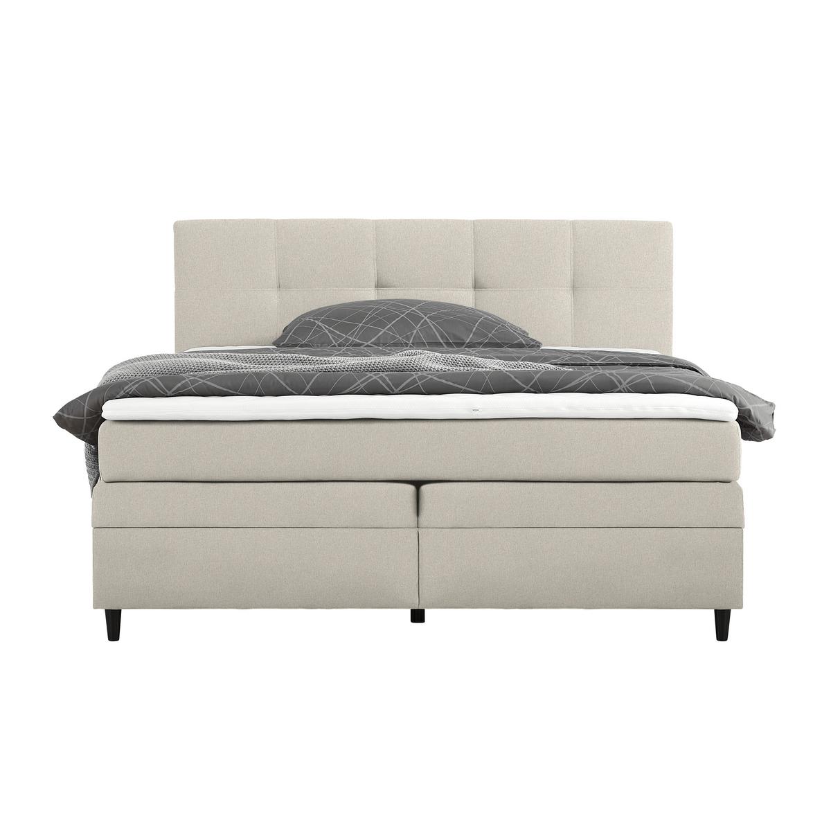 Boxspringbett Miami in Taupe ca. 180x200cm - Taupe/Schwarz, KONVENTIONELL, Holz/Holzwerkstoff (180/200cm) - Mömax