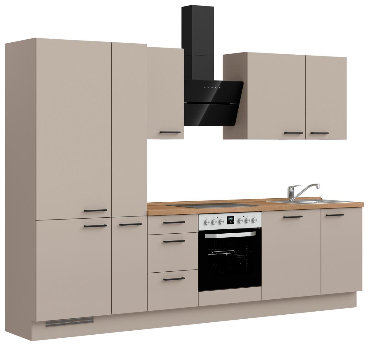 Küchenleerblock Easytouch High o. Geräte Sandfarben - Sandfarben/Eichefarben, MODERN, Holzwerkstoff/Metall (300cm) - Nobilia