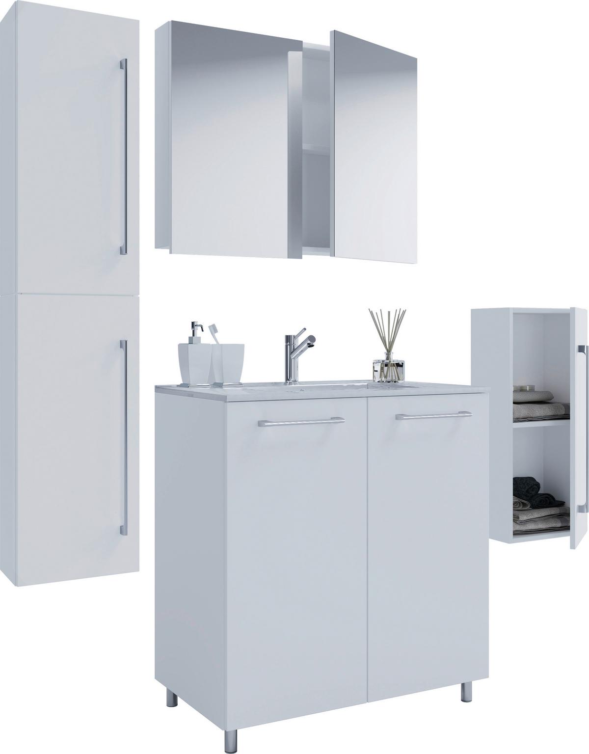 Kopalnica Gilos, Bela - bela/barve aluminija, Moderno, kovina/leseni material (127cm) - MID.YOU