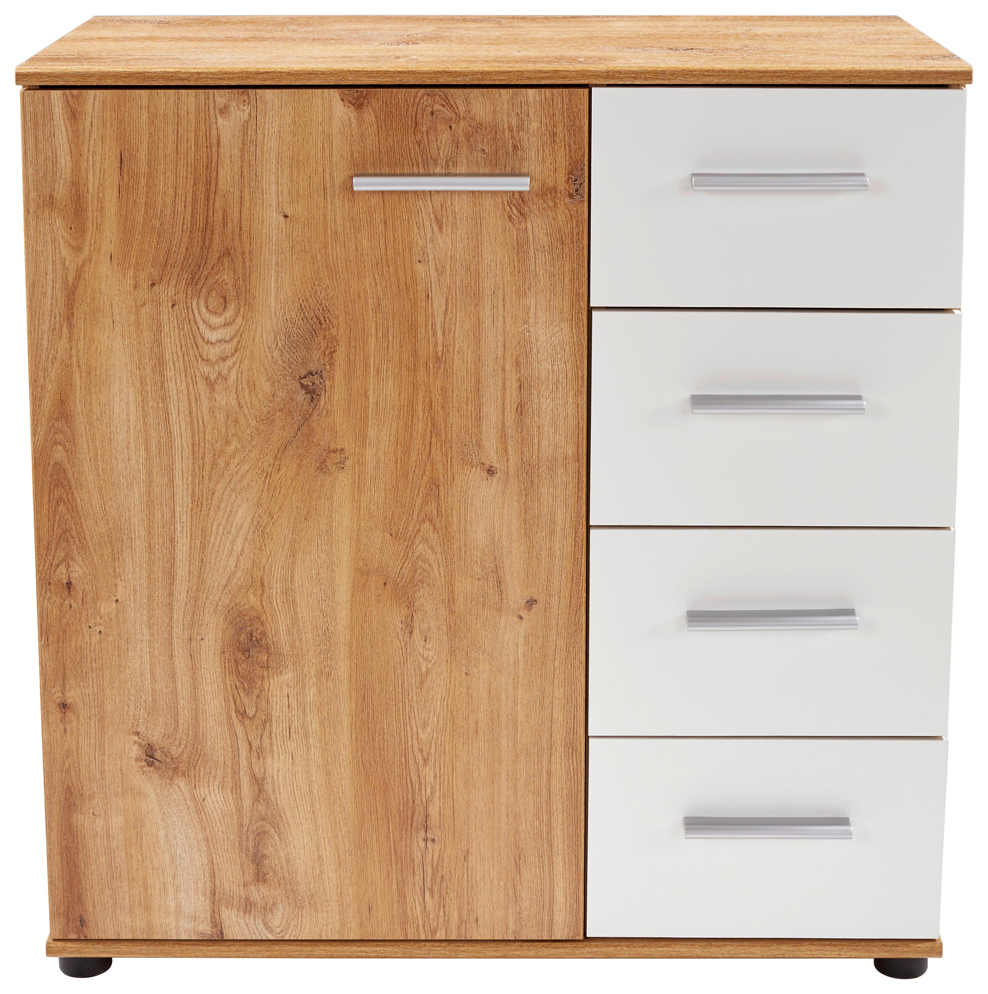 Komoda Katrin - bijela/boje hrasta, Konvencionalno, drvni materijal/plastika (81/83/41cm) - Based