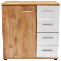 Komoda Katrin - bijela/boje hrasta, Konvencionalno, drvni materijal/plastika (81/83/41cm) - Based