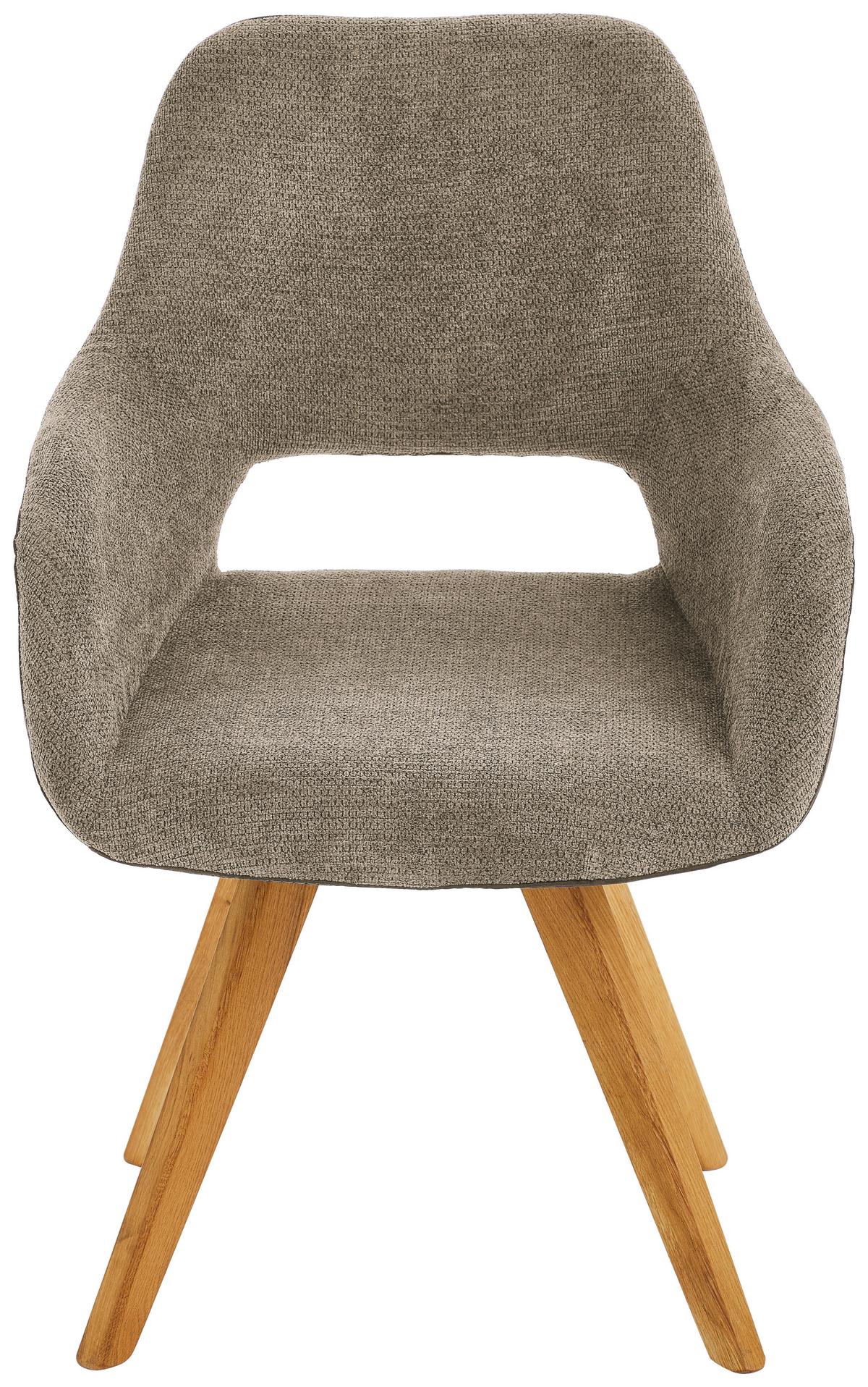 KRZESŁO Z PODŁOKIETNIKAMI ASELLA -LOMOCO- - kolor dębowy/dąb dziki, Design, drewno/tkanina (56/86/64cm) - Lomoco