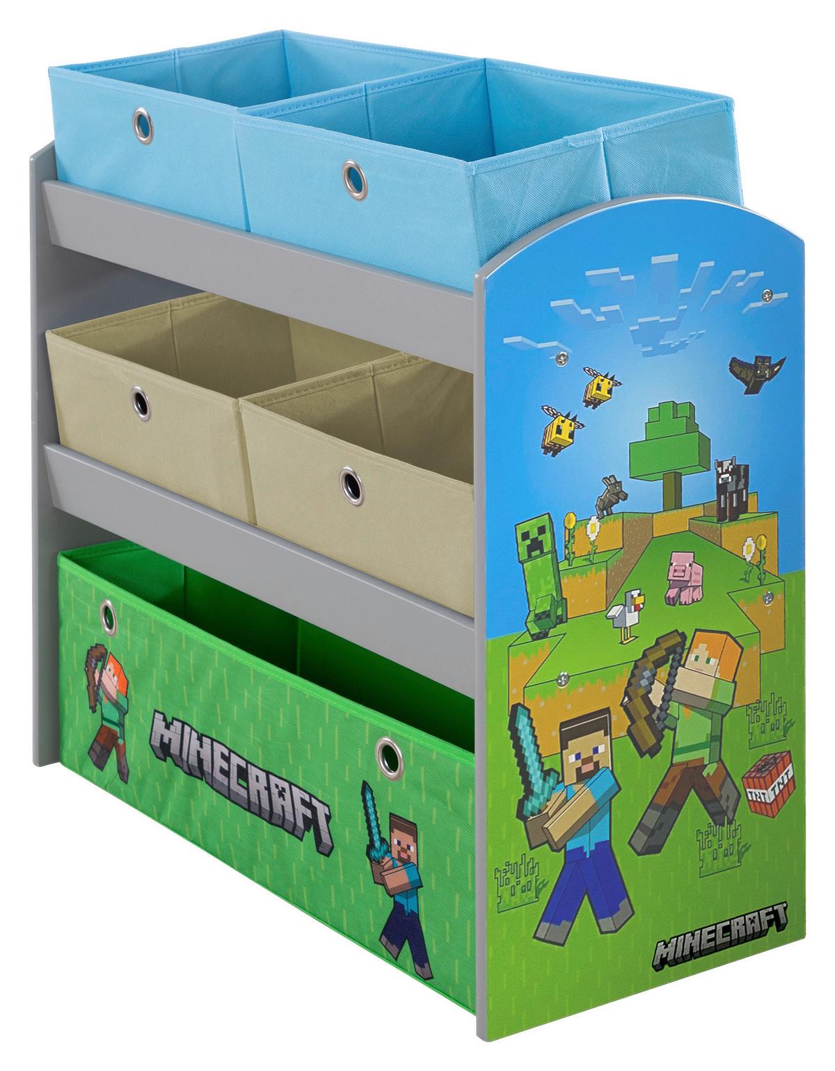 Kinderregal Minecraft ca. 60x63,5x30 cm Grün/Blau - Blau/Multicolor, MODERN, Holzwerkstoff/Textil (60/63,5/30cm) - Minecraft