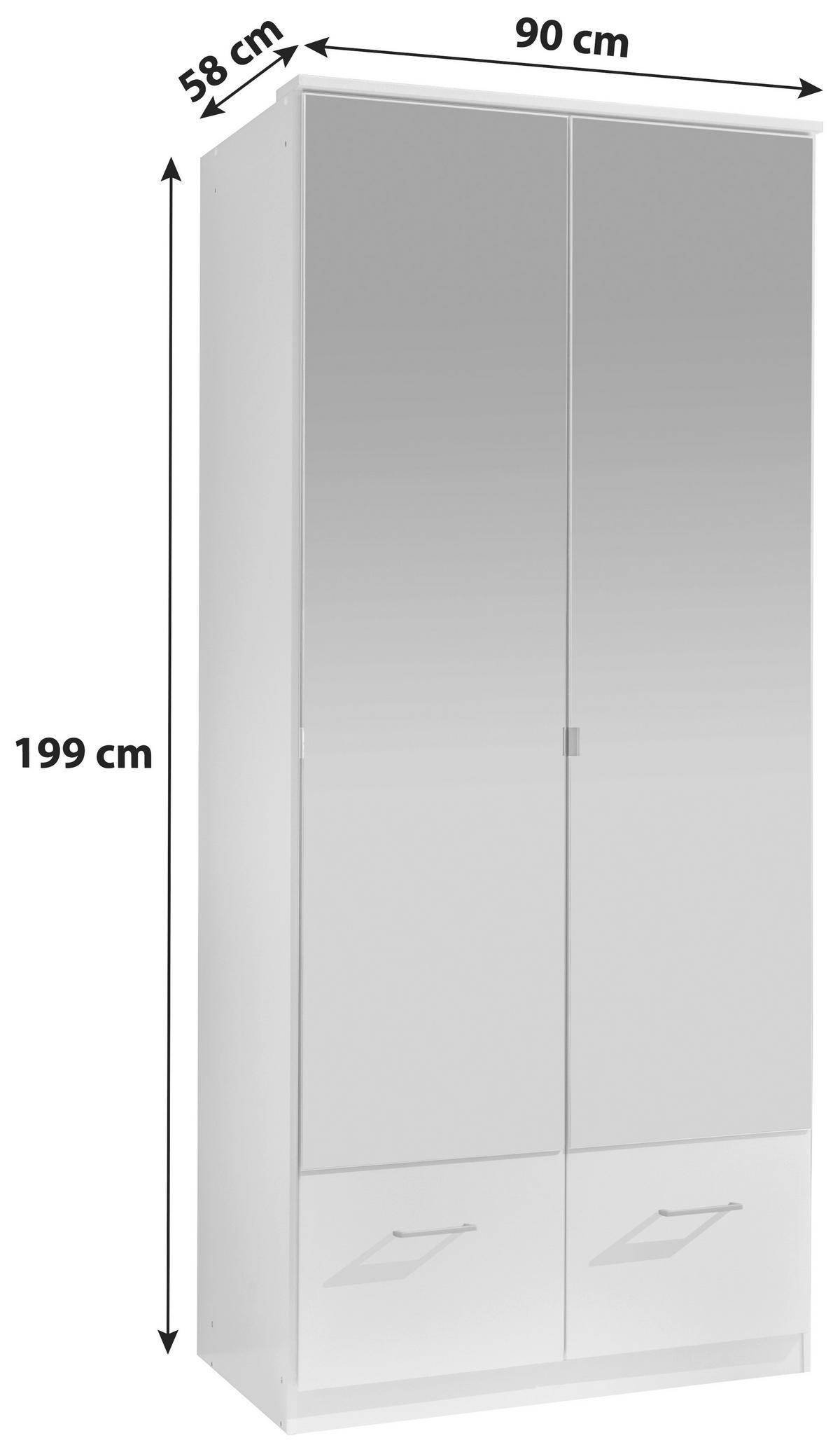Ormar S Klasičnm Vratima Imago - bijela/boje aluminija, Konvencionalno, staklo/drvni materijal (90/199/58cm) - Modern Living