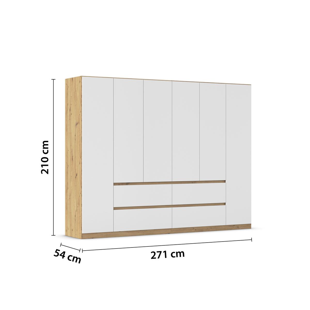 DULAP  USI ROTATIVE MAINZ - alb/stejar Artisan, Basics, material pe bază de lemn (271/210/54cm) - Modern Living