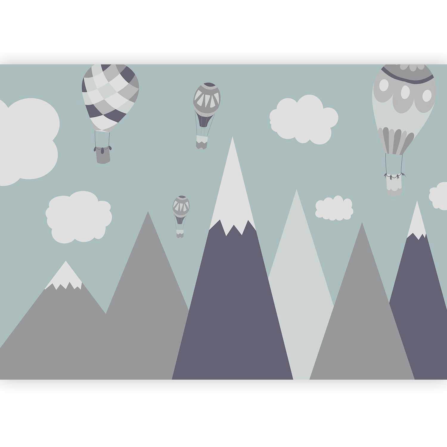 Fototapeta Balloon Land, 450x315cm - modra/siva, Basics, tekstil (450/315cm) - artgeist