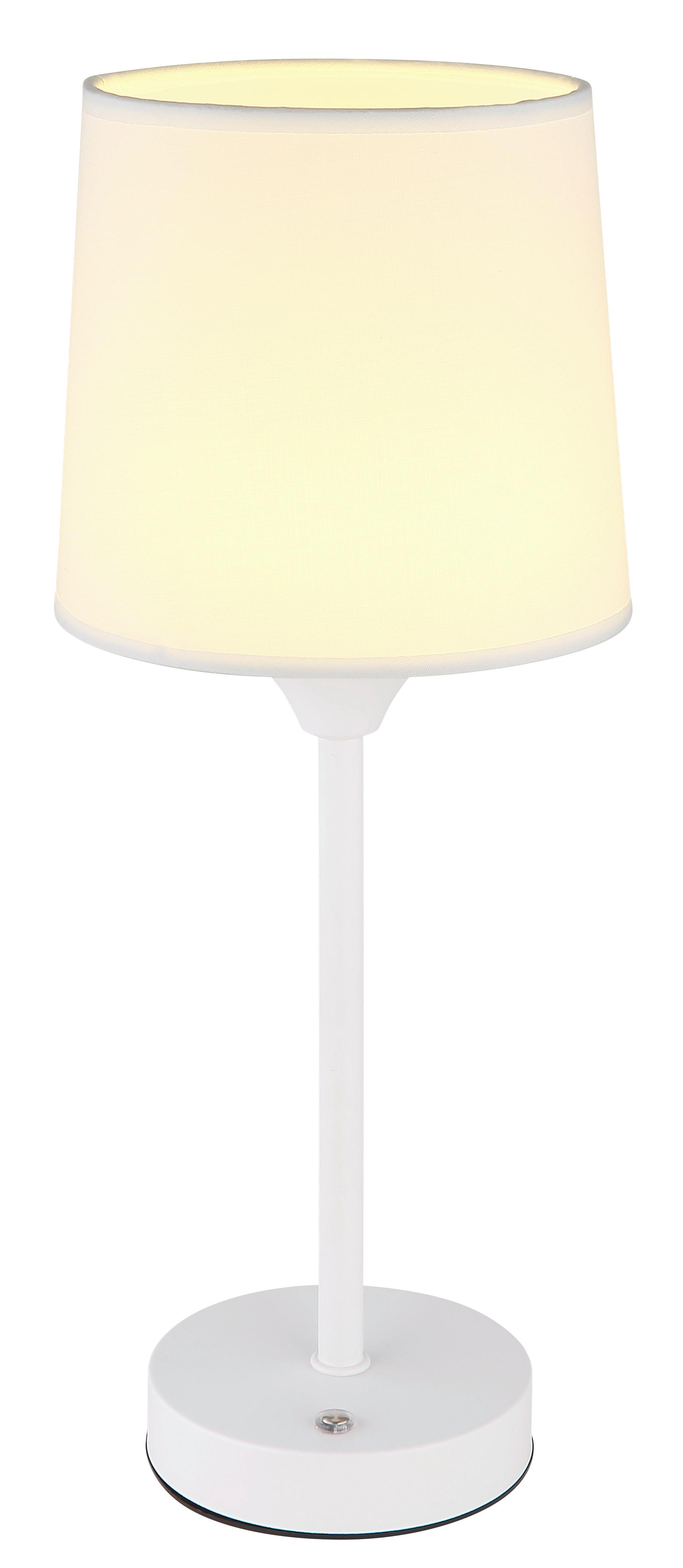 AKKU-TISCHLEUCHTE 21008W - Weiss, Konventionell, Kunststoff/Textil (14/35cm) - Globo
