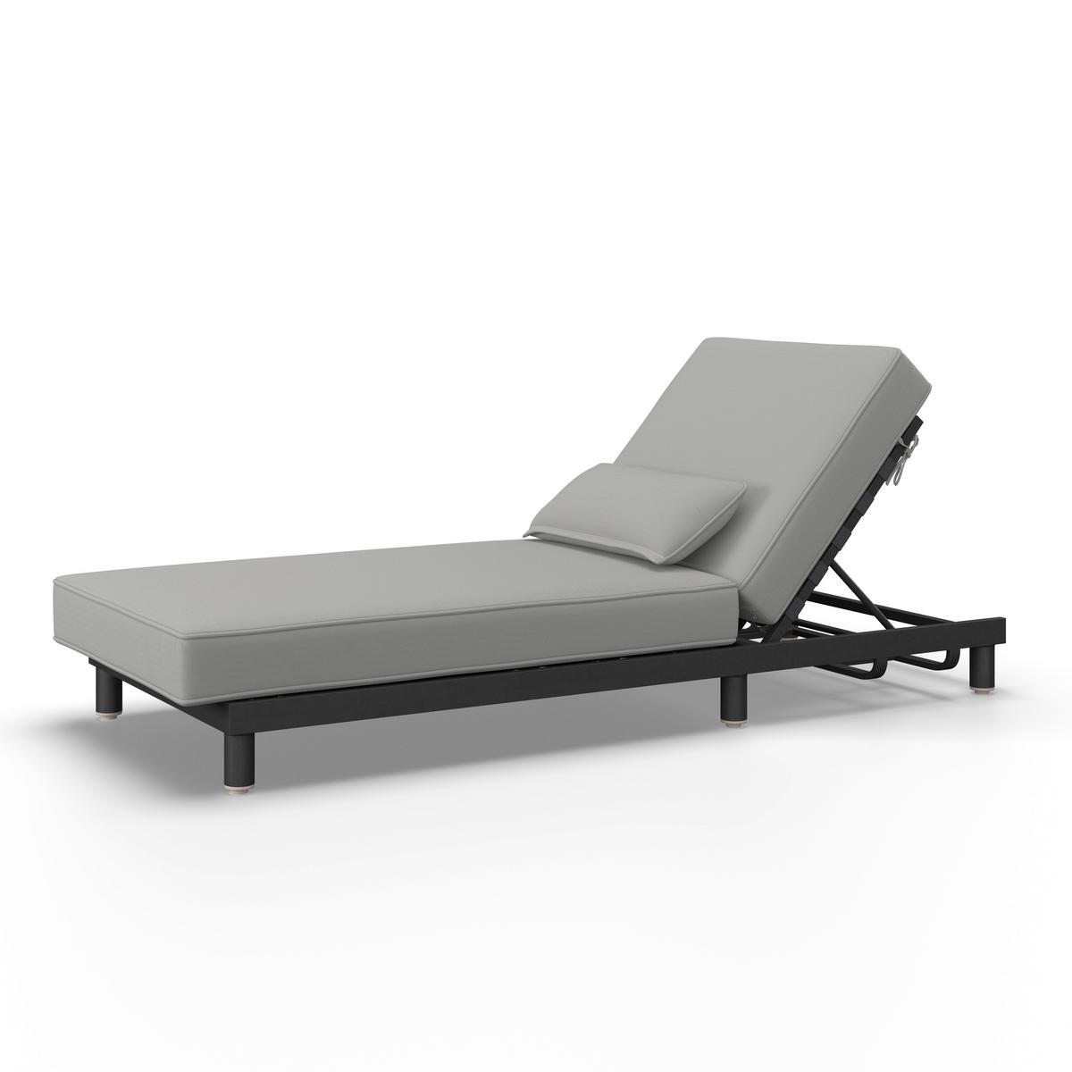 Gartenliege Marina Grau Outdoorstoff/Metall +Abdeckung - Grau, MODERN, Textil/Metall (195/30/84cm) - Bessagi Garden