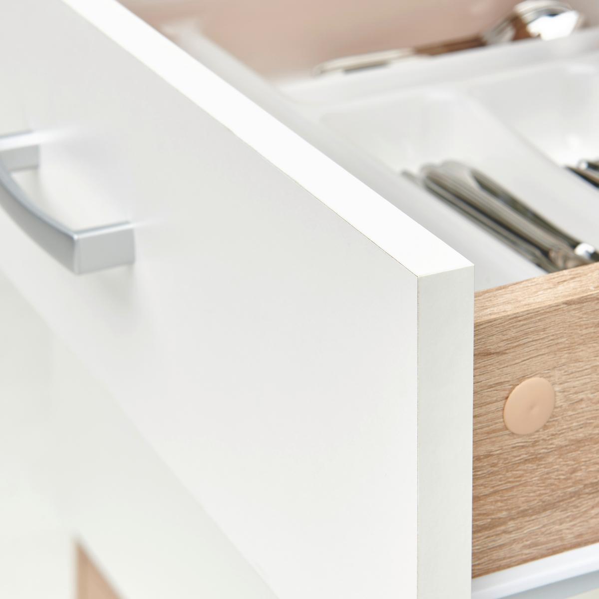 Küchenblock Economy mit Geräte Weiß/Eiche ca. B: 270 cm - Eichefarben/Weiß, Basics, Holzwerkstoff (270cm) - Respekta