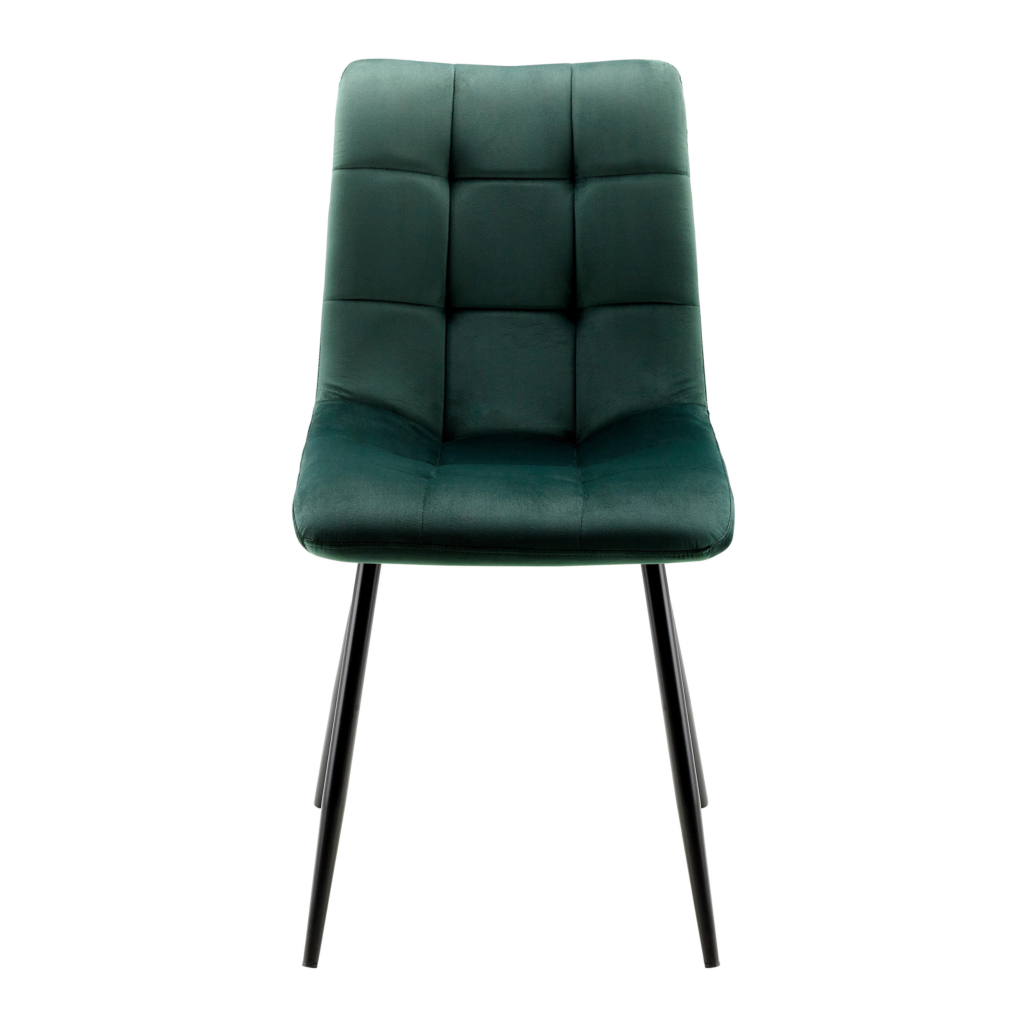 Stuhl "Suri", Samtbezug, grün, Gepolstert - Schwarz/Grün, MODERN, Holz/Textil (46/87/59cm) - Bessagi Home