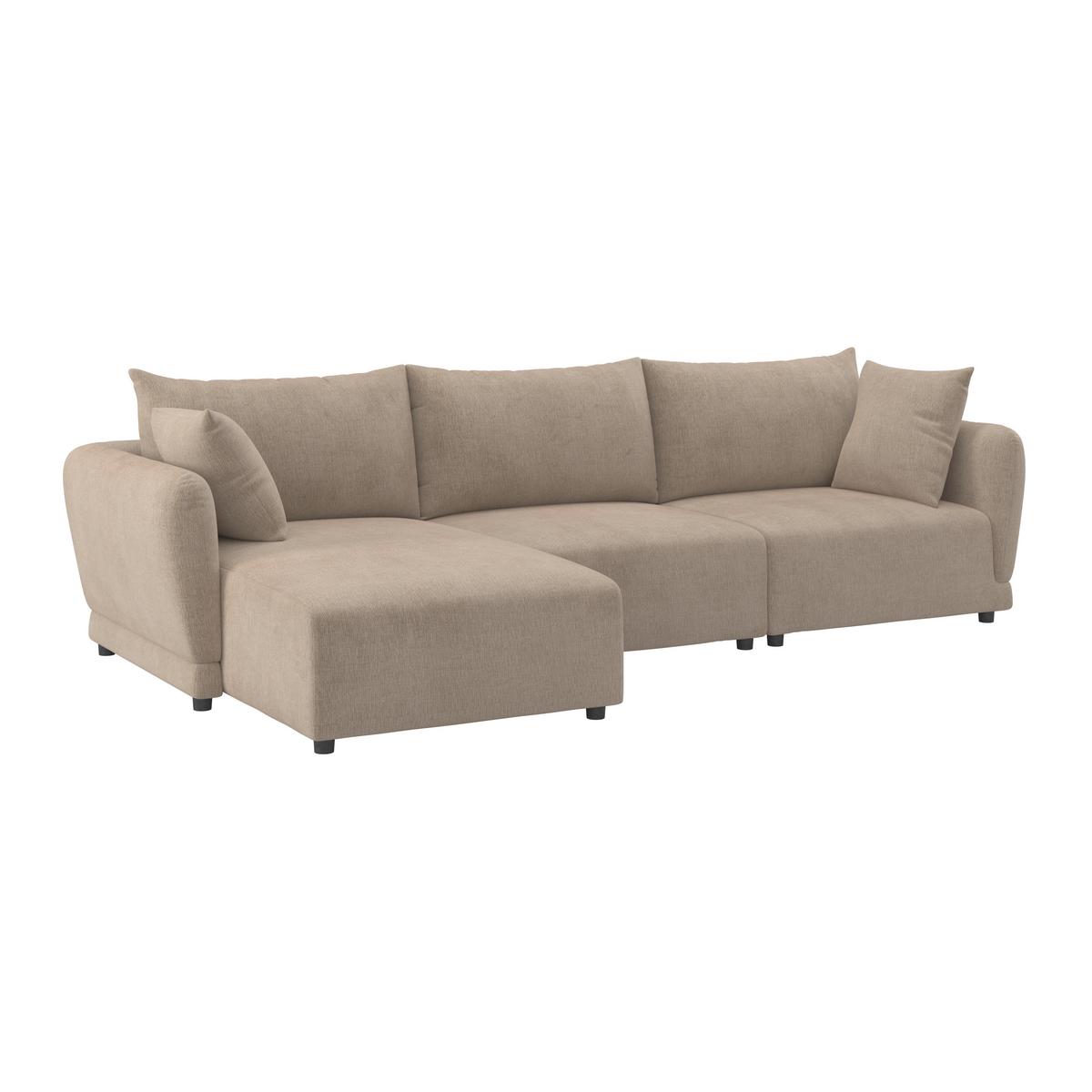 Wohnlandschaft Nicole Greige Chenille - Greige/Schwarz, MODERN, Holz/Kunststoff (162/87/306cm) - Bessagi Home