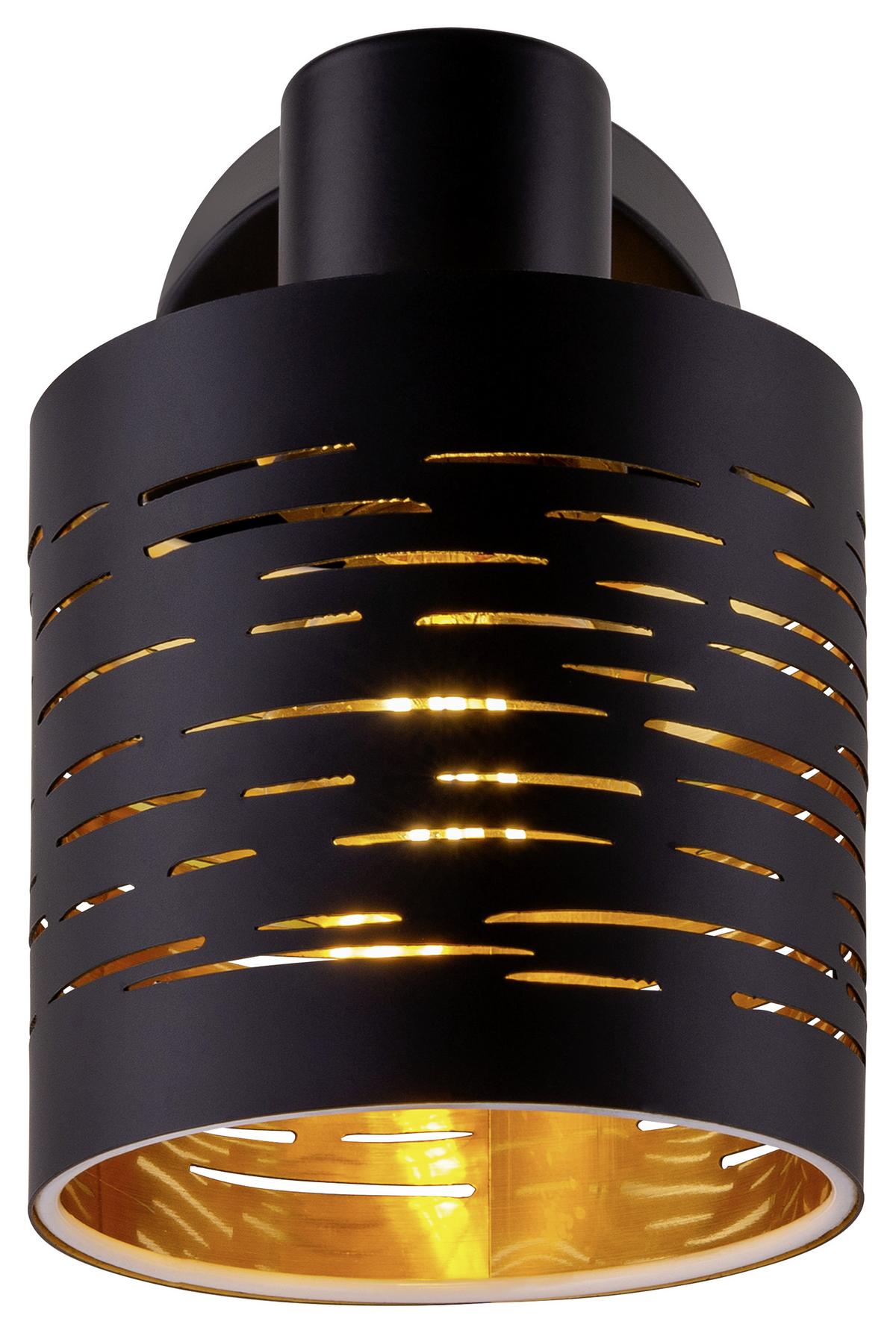 Strahler Tunno in Schwarz max. 15 Watt - Goldfarben/Schwarz, Design, Kunststoff/Metall (10/13/14,5cm) - Globo