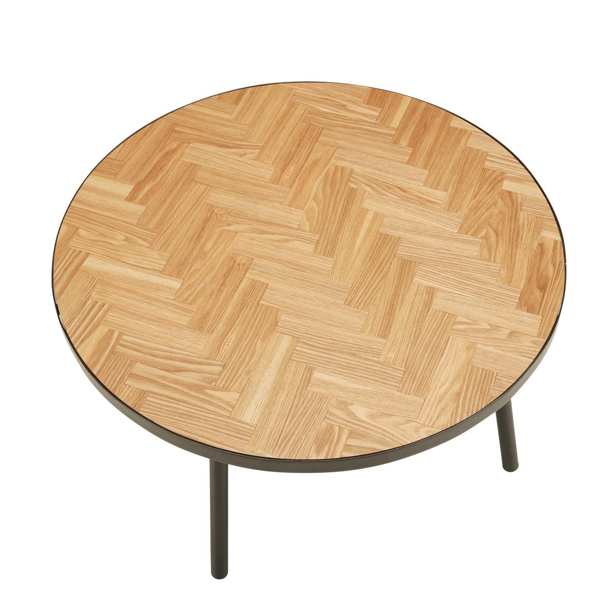 Couchtisch in Naturfarben/Schwarz Ø ca. 80cm - Schwarz/Naturfarben, Lifestyle, Holzwerkstoff/Metall (80/40cm) - Zandiara