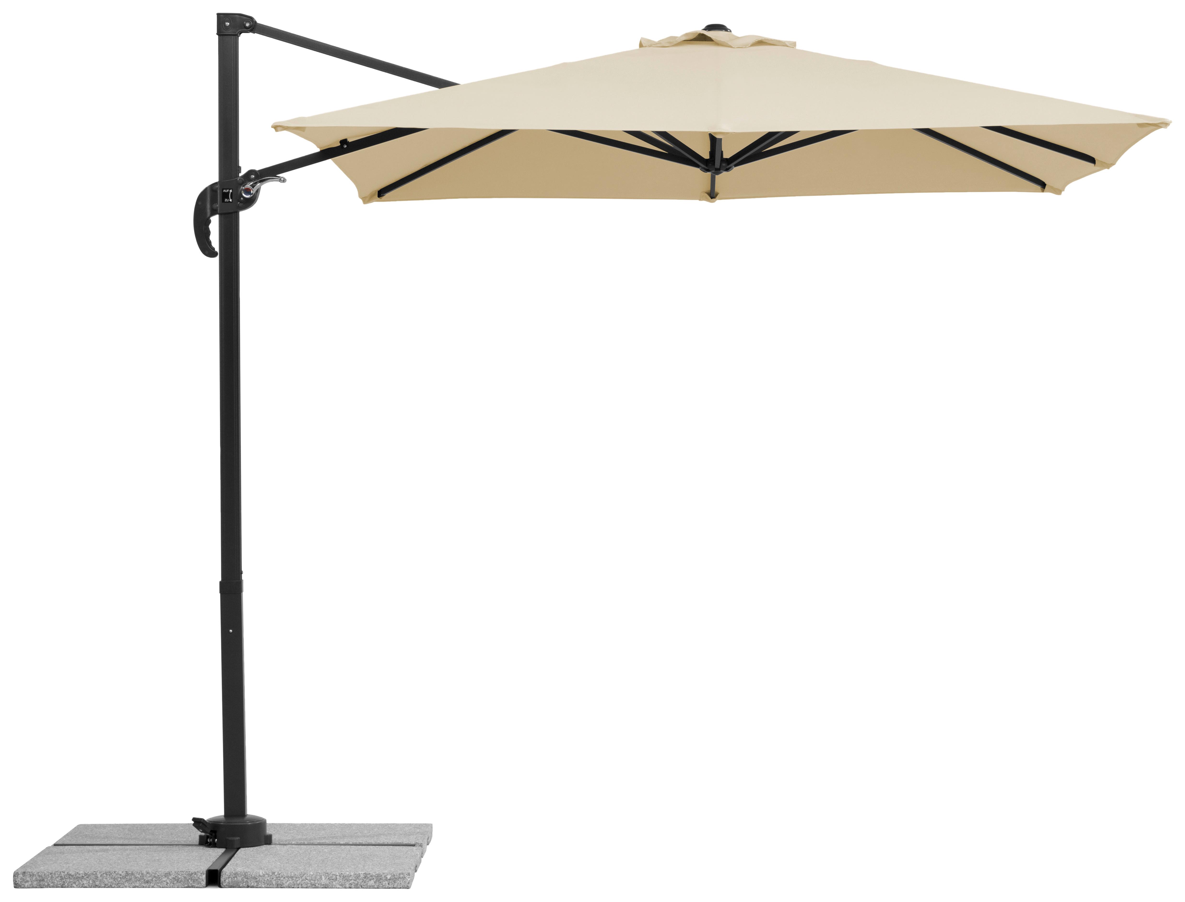 Ampelschirm Rhodos Junior ca.300x239x230cm Naturfarben - Anthrazit/Naturfarben, Basics, Textil/Metall (300/239/230cm) - Schneider