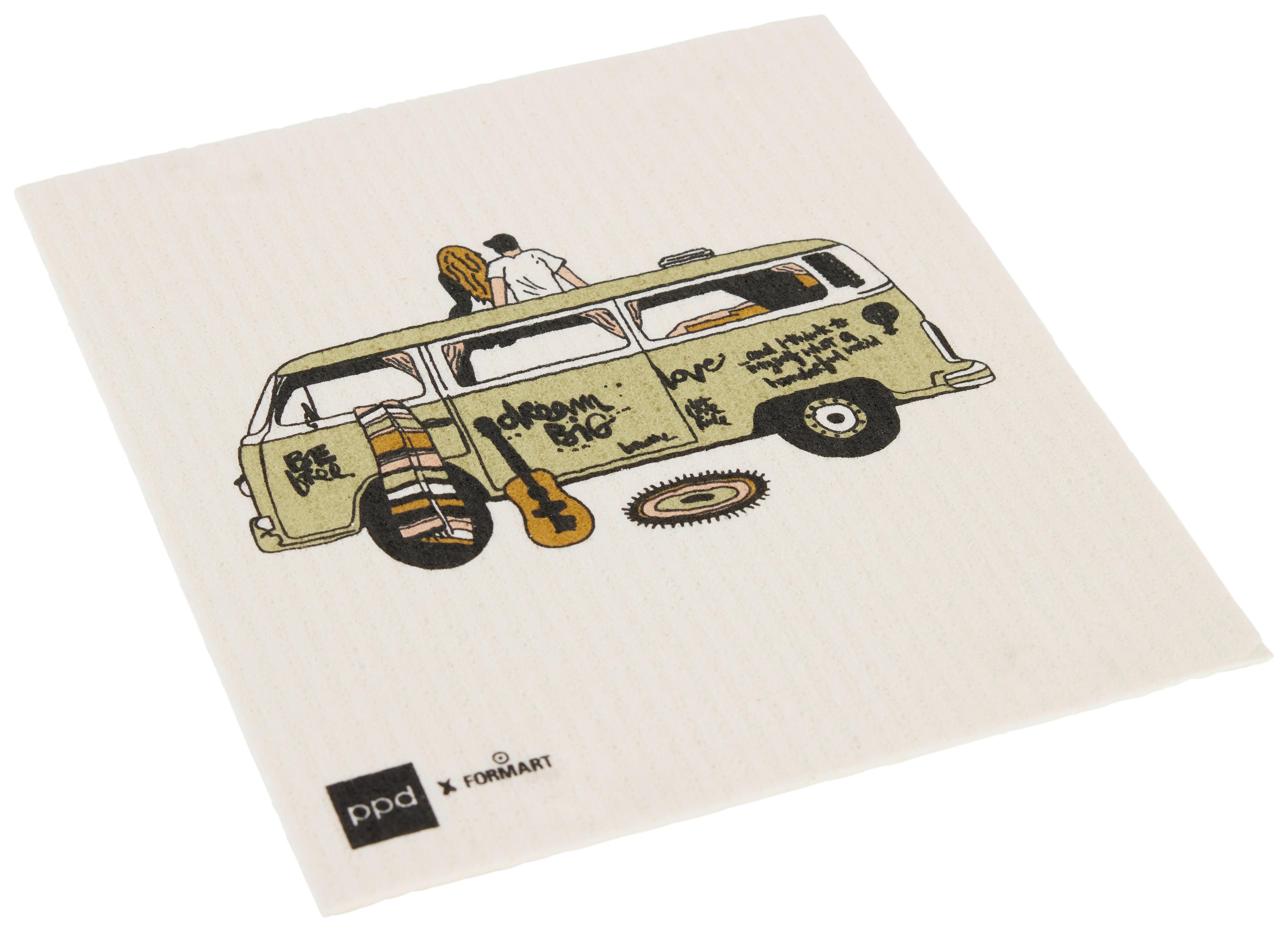 Schwammtuch Peter in Schwarz/Weiß ca. 20x17cm - Schwarz/Weiß, Textil (20/17cm)