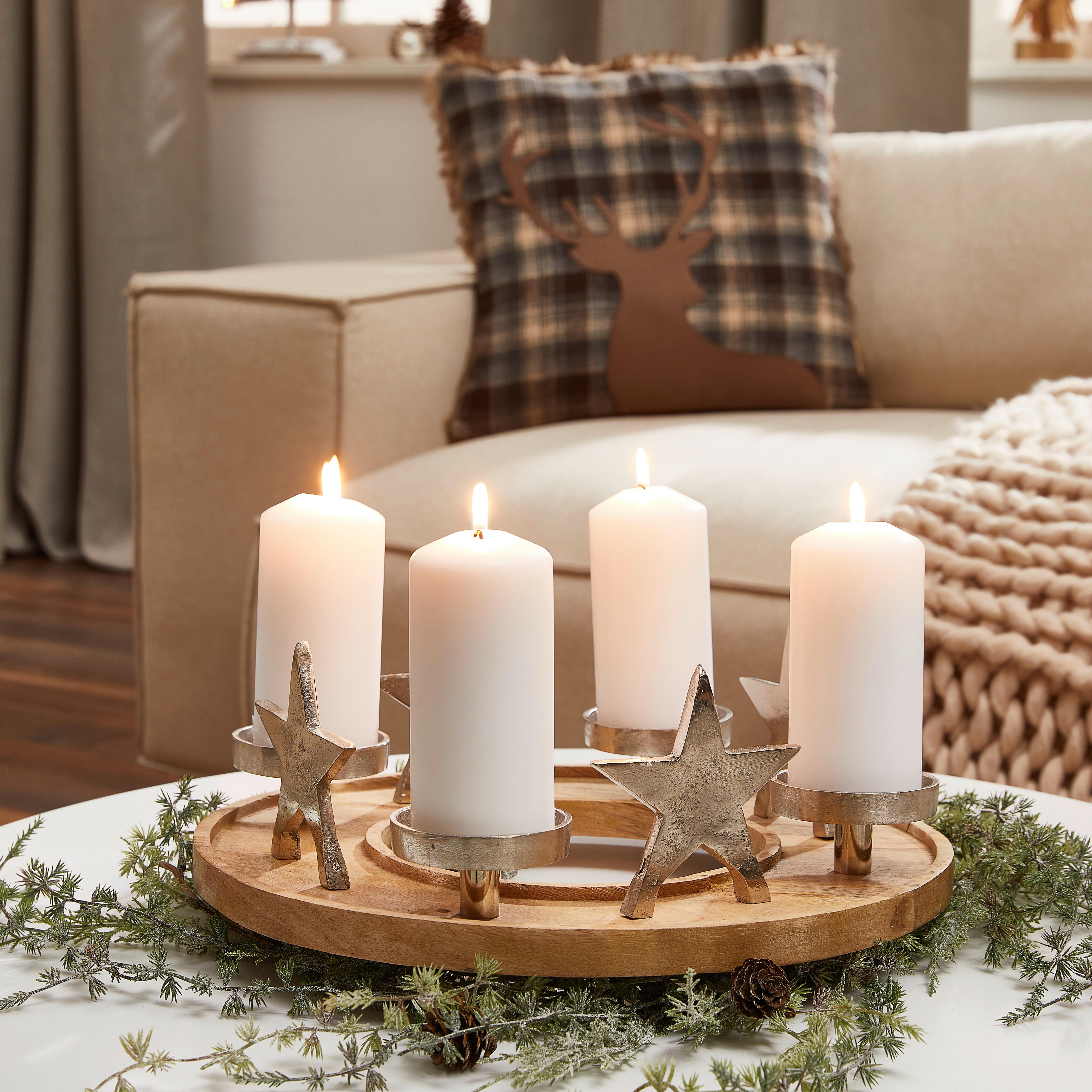 WIENIEC ADWENTOWY 8073710 - kolor naturalny, Natur, metal/drewno (39/13cm) - X-Mas