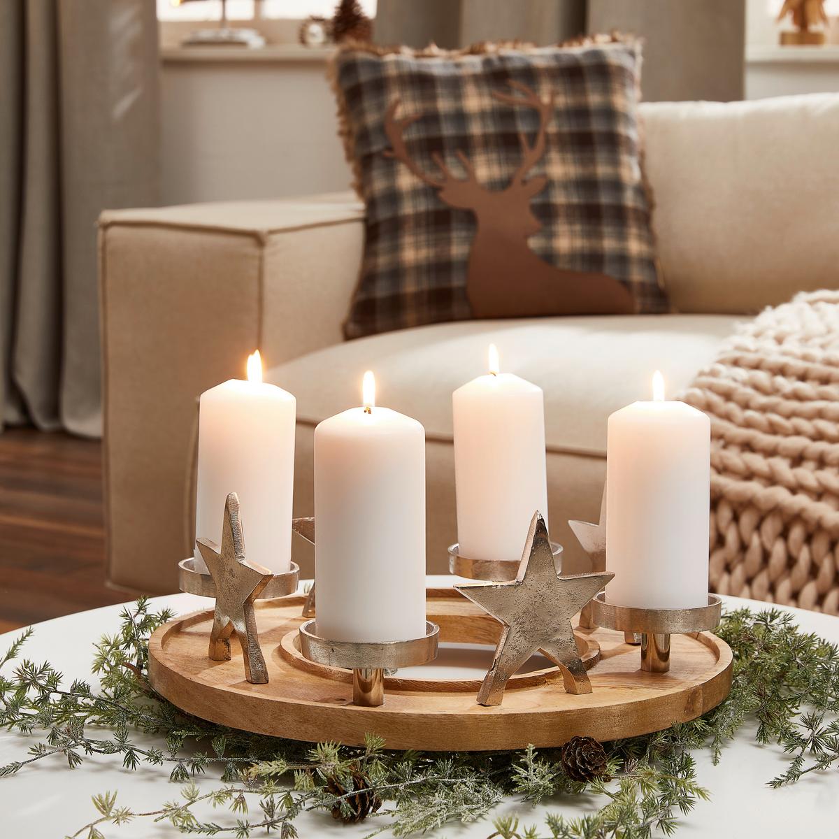 WIENIEC ADWENTOWY 8073710 - kolor naturalny, Natur, metal/drewno (39/13cm) - X-Mas