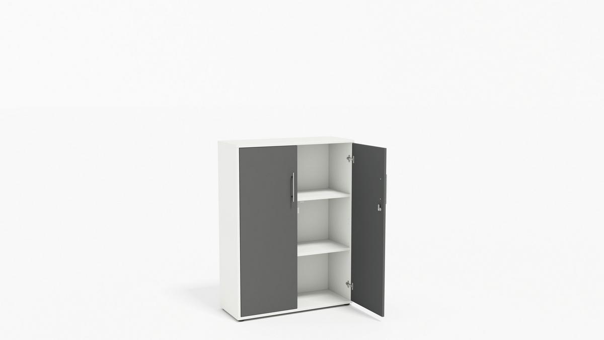 AKTENSCHRANK OFFICE EDITION - SW SET 4 - Anthrazit/Weiß, MODERN, Holzwerkstoff (128,5/185,6/33cm) - MID.YOU
