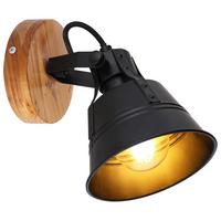 Strahler Günther max. 60 Watt - Goldfarben/Schwarz, Natur, Holz/Metall (14/17/18cm) - Globo